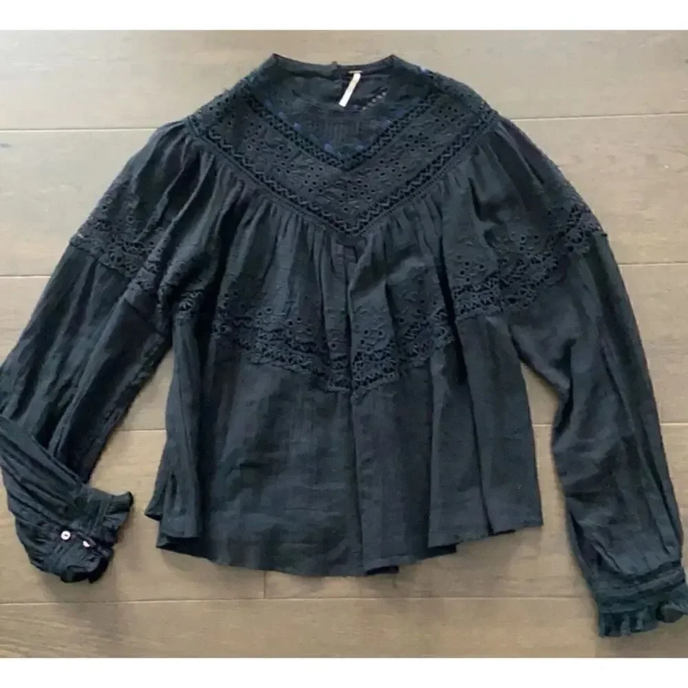 FREE PEOPLE ABIGAIL VICTORIAN TOP Size S